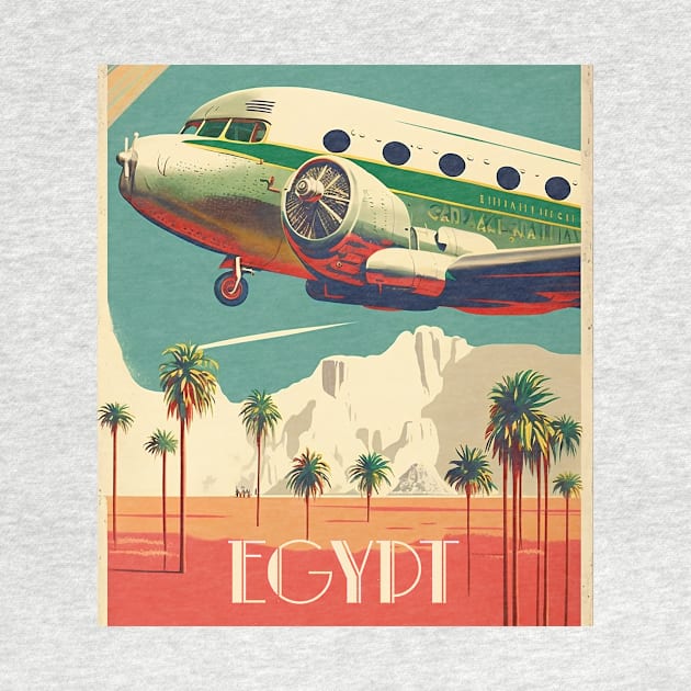 Egypt Plane Vintage Travel Art Poster by OldTravelArt